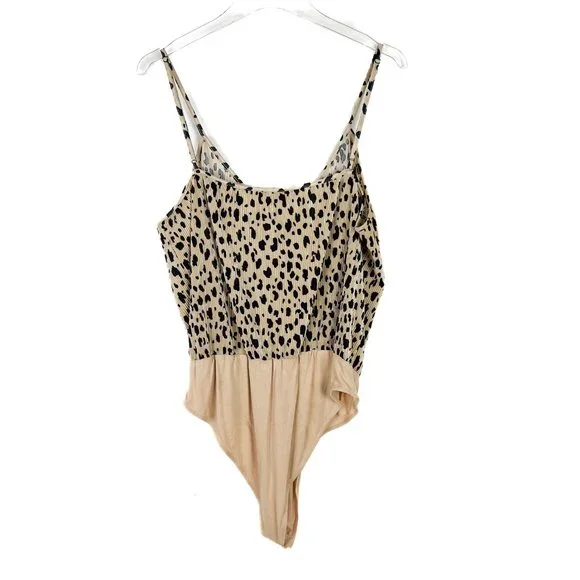 WAYF Surplice Ribbed Cheetah Print Bodysuit SleevelessSize XL EUC L2443 - Picture 8 of 10